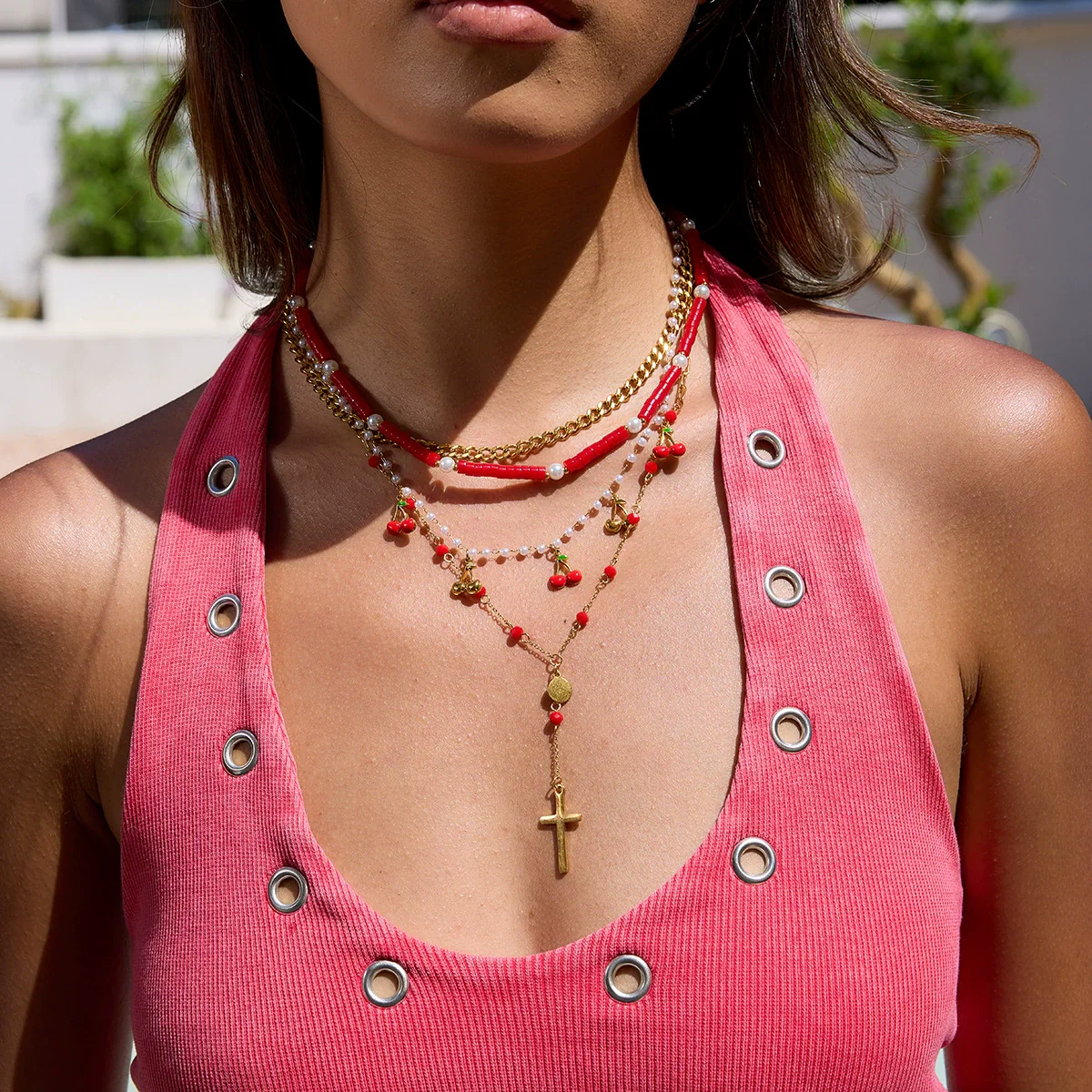 Wholesale Women's Geometric Cross Long Yshaped Necklace Electroplated Titanium Steel And Stainless Steel Jewelry - Image 2