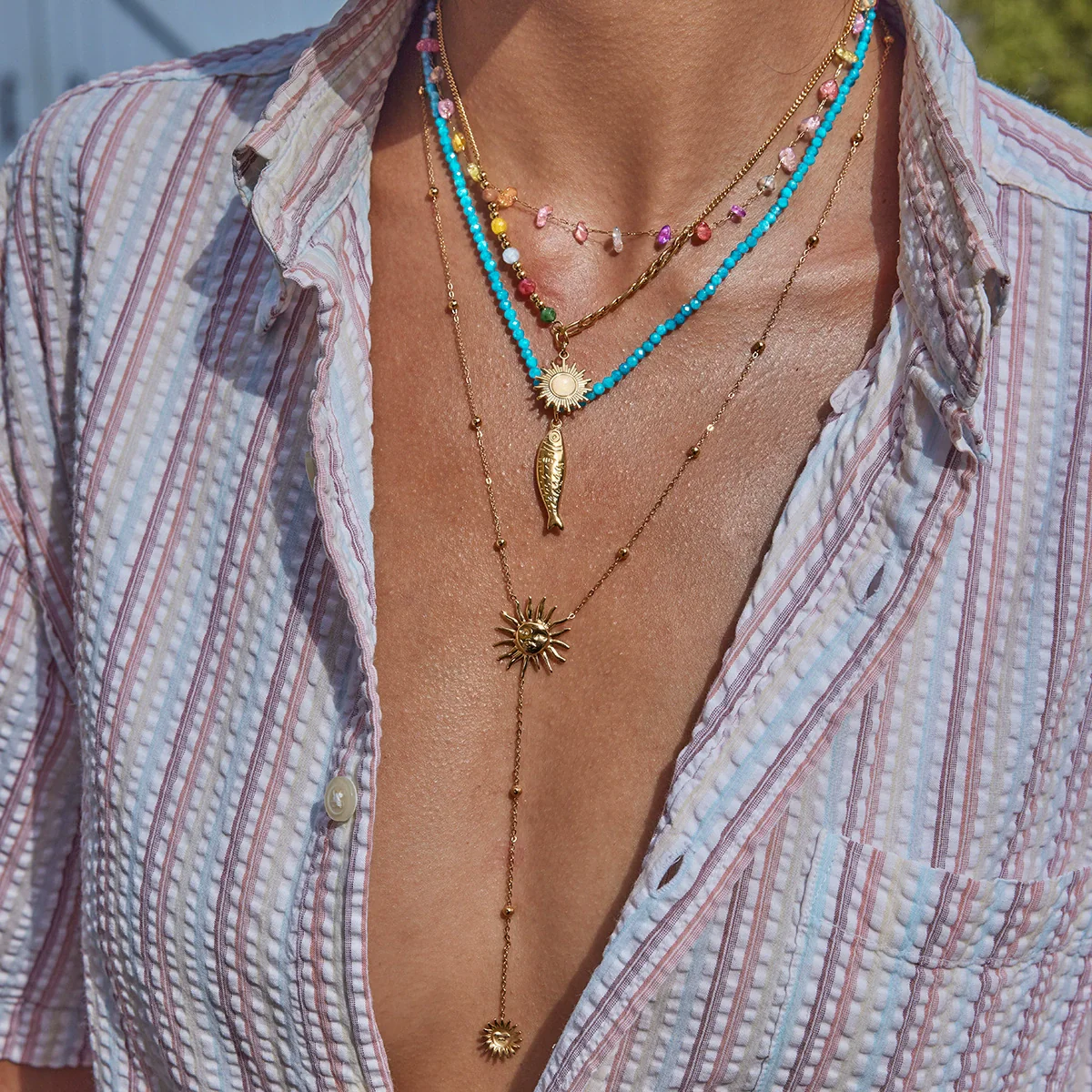 Wholesale Women's Geometric Cross Long Yshaped Necklace Electroplated Titanium Steel And Stainless Steel Jewelry - Image 3