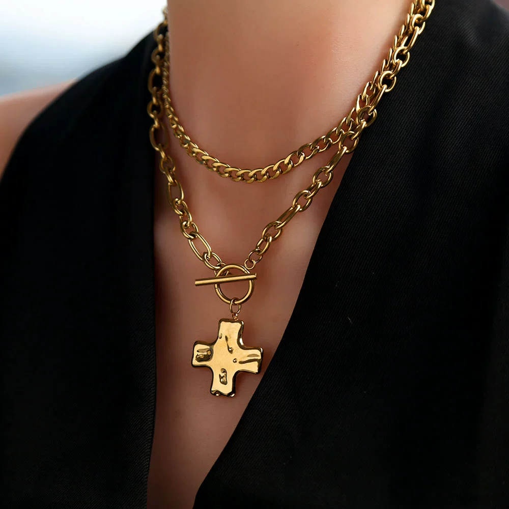 Wholesale Women's Geometric Cross Stainless Steel Electroplated Necklace - Image 2