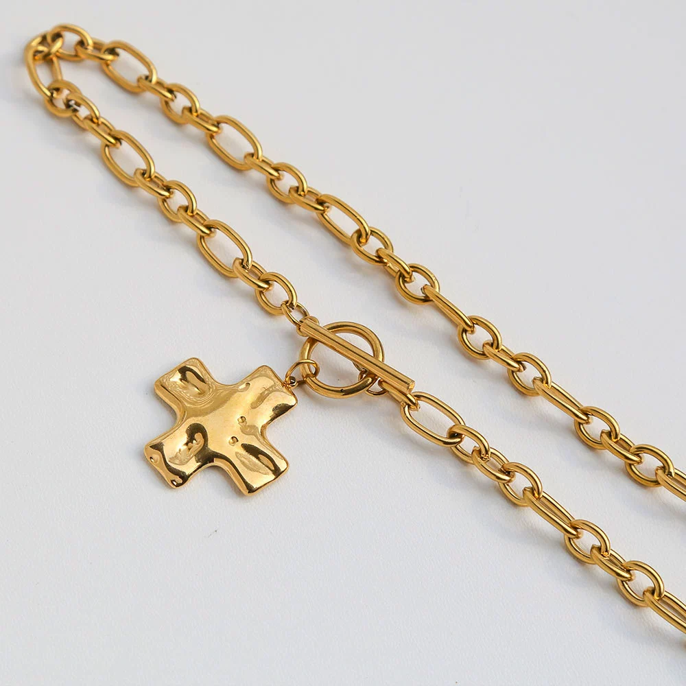 Wholesale Women's Geometric Cross Stainless Steel Electroplated Necklace - Image 8