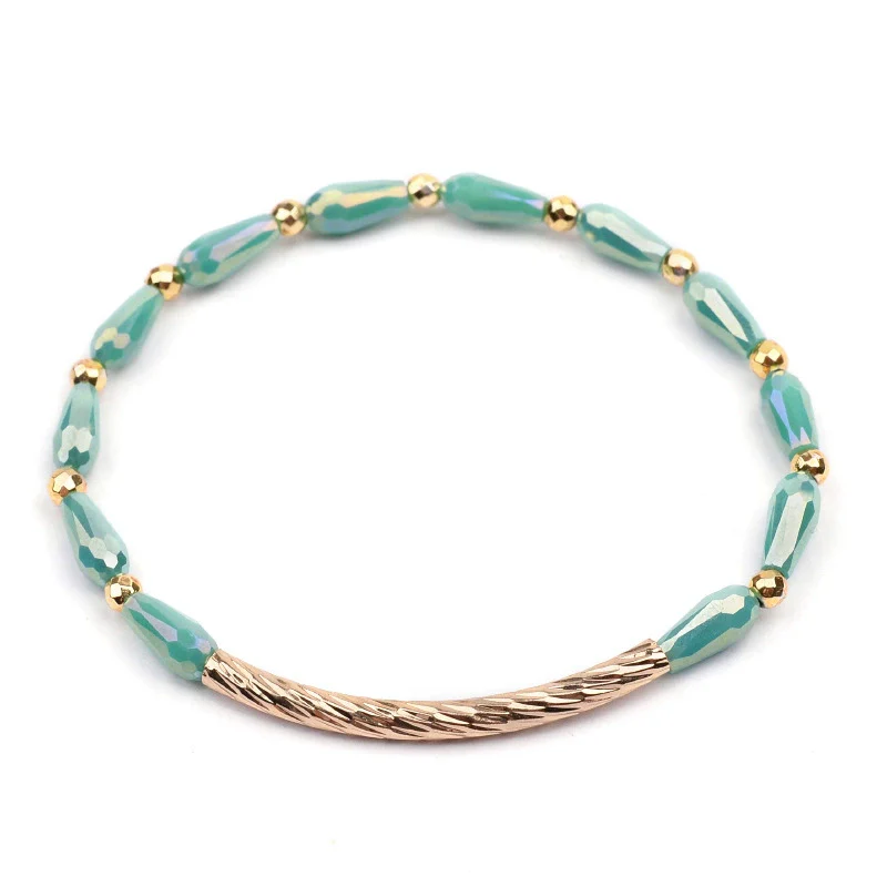 Wholesale Women's Geometric Crystal Beaded Elastic Bracelet - Image 12