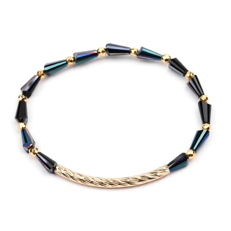 Wholesale Women's Geometric Crystal Beaded Elastic Bracelet - Image 15