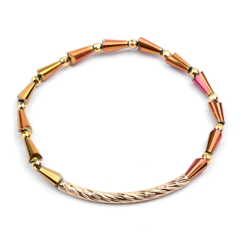 Wholesale Women's Geometric Crystal Beaded Elastic Bracelet - Image 24