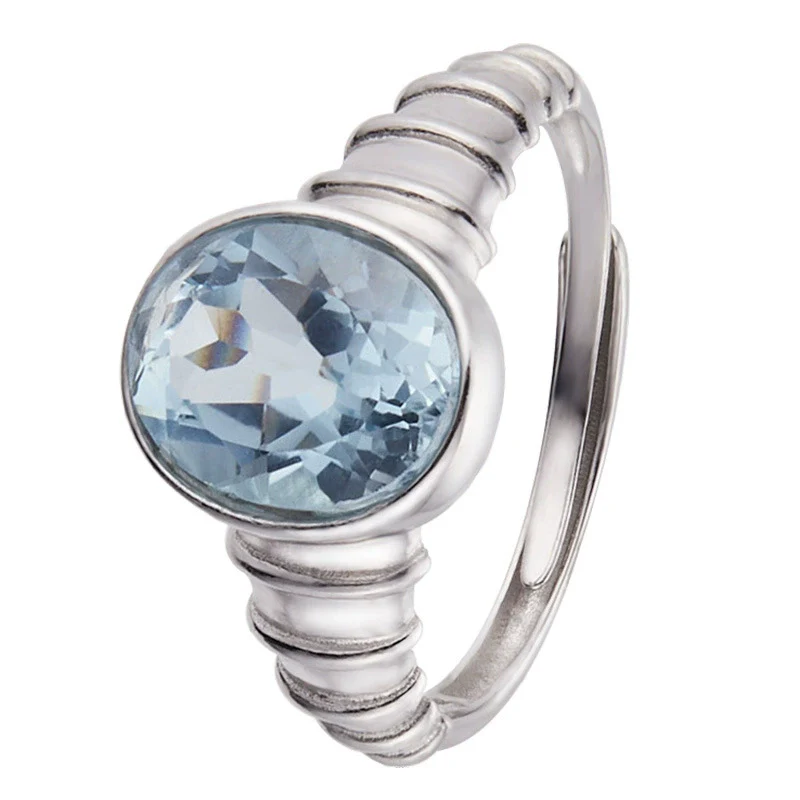 Wholesale Women's Geometric Crystal Ring Set With Gemstones S925 Sterling Silver Natural Color Topaz Amethyst - Image 5