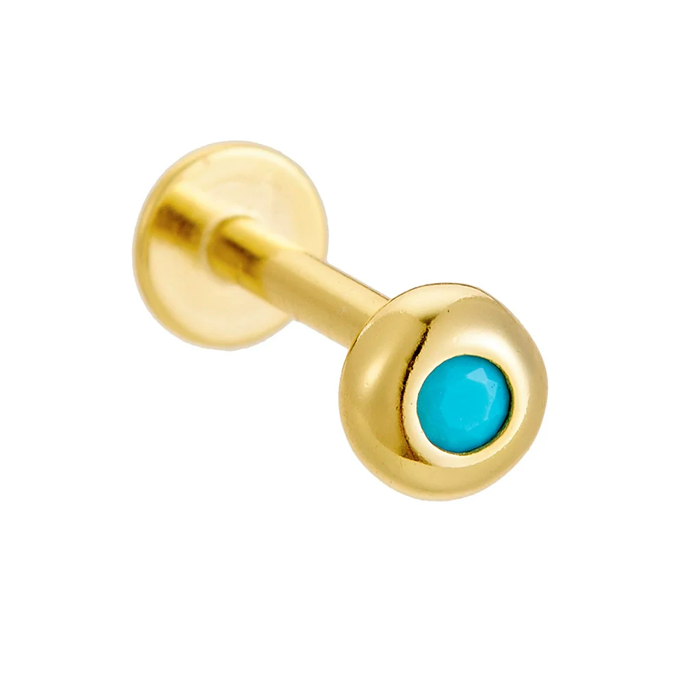 Wholesale Women's Geometric Diamond Design Turquoise Inlaid S925 Sterling Silver Body Piercing Earrings - Image 5