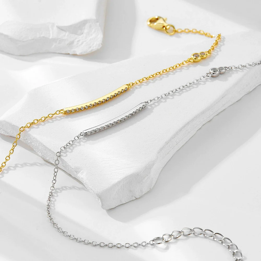 Wholesale Women's Geometric Diamond S925 Sterling Silver Bracelet Simple Cold Style Jewelry - Image 3