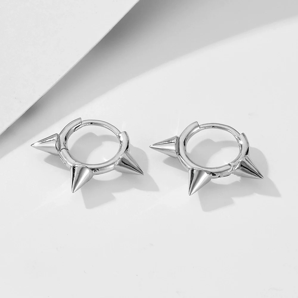 Wholesale Women's Geometric Diamond S925 Sterling Silver Spiked Tapered Ear Buckle Earrings - Image 2