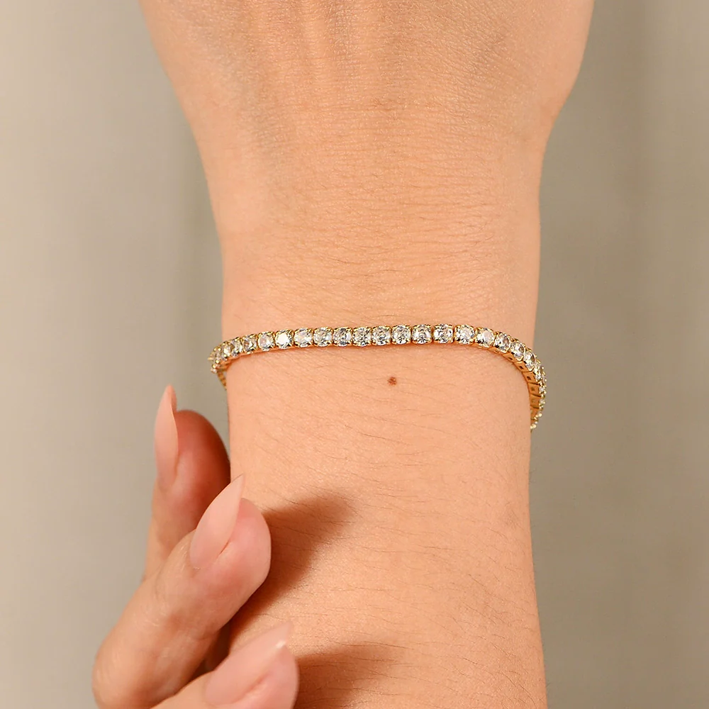 Wholesale Women's Geometric Diamond S925 Sterling Silver Telescopic Adjustable Tennis Bracelet Hand Jewelry - Image 3