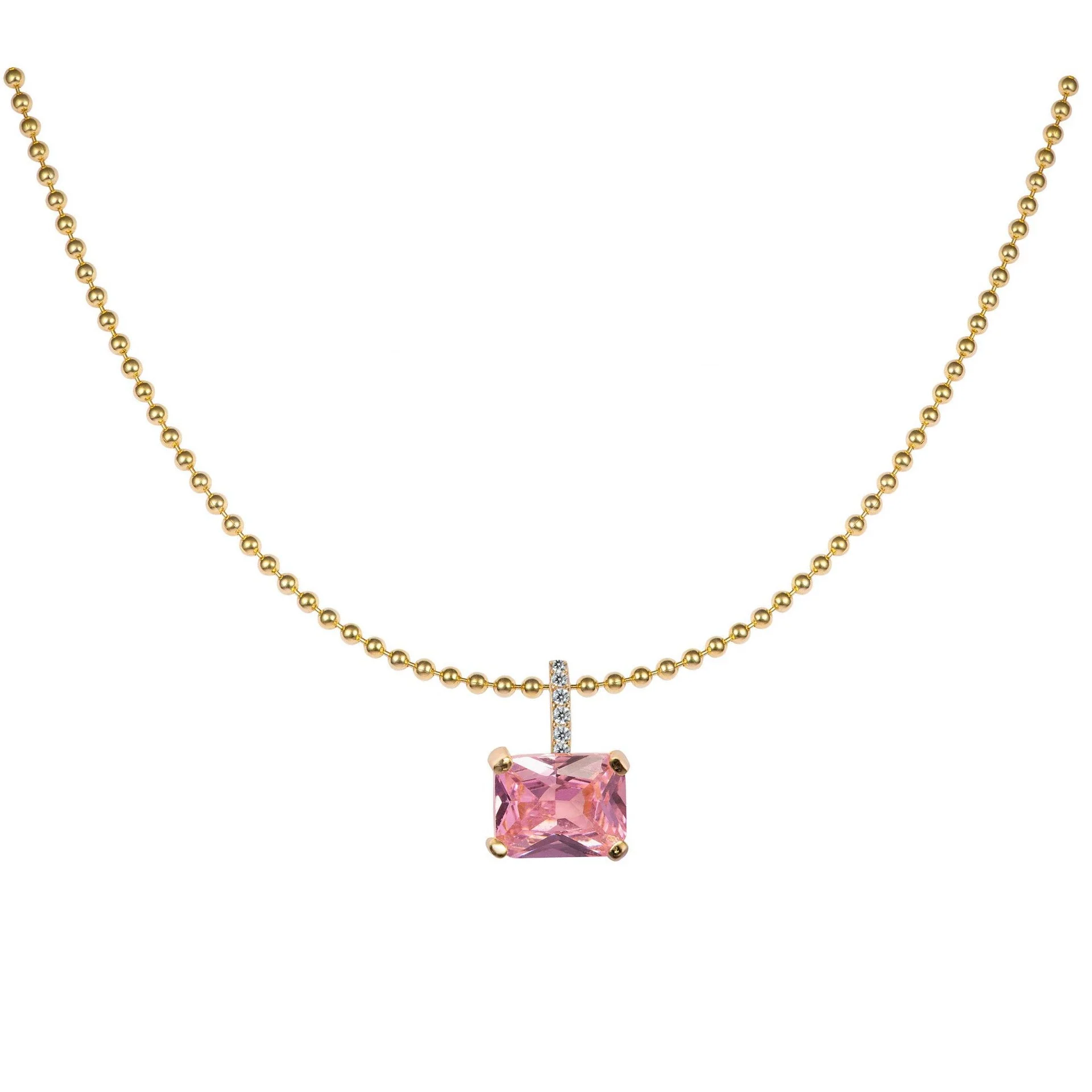 Wholesale Women's Geometric Diamond Titanium Steel Mixed Gem Inlay Colorpreserving Zircon Necklace Light Luxury Style - Image 5