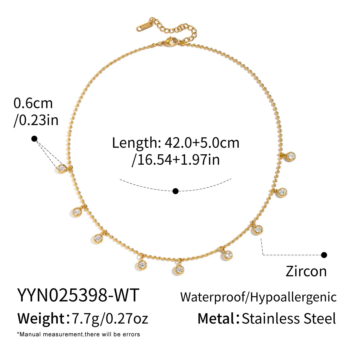 Wholesale Women's Geometric Doublelayer Necklace With Zircon Inlay Stainless Steel 18K Real Gold Plated Jewelry - Image 6