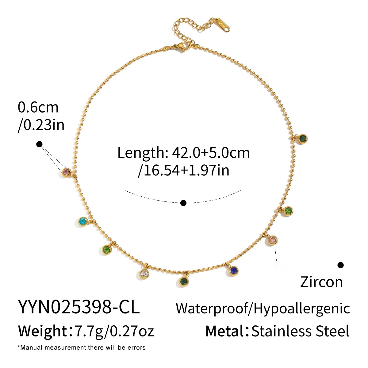 Wholesale Women's Geometric Doublelayer Necklace With Zircon Inlay Stainless Steel 18K Real Gold Plated Jewelry - Image 7