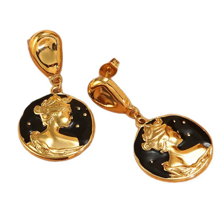 Wholesale Women's Geometric Dripping Oil Enamel Stainless Steel Earrings - Image 5