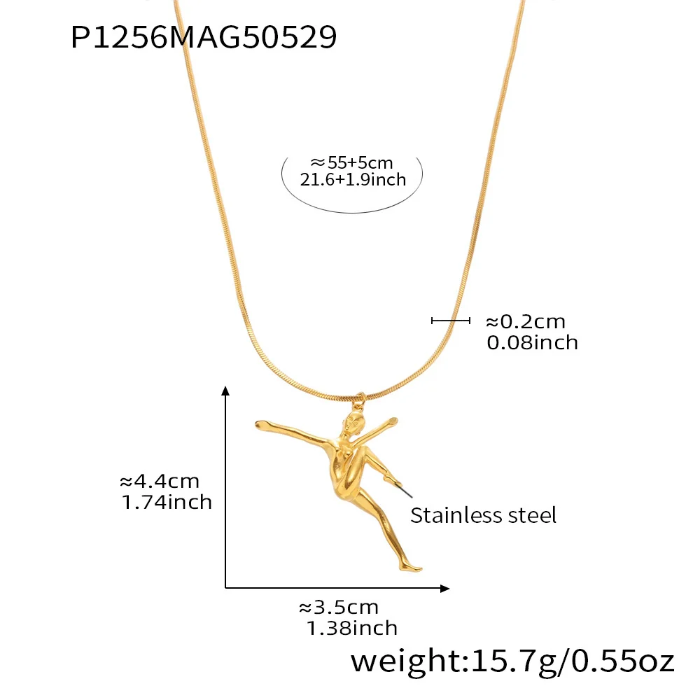 Wholesale Women's Geometric Ferris Wheel And Bear Doublelayer Stacked Stainless Steel And Titanium Steel Electroplated Necklace - Image 5