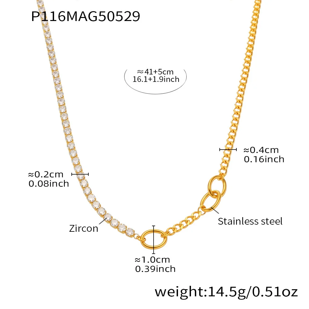 Wholesale Women's Geometric Ferris Wheel And Bear Doublelayer Stacked Stainless Steel And Titanium Steel Electroplated Necklace - Image 7