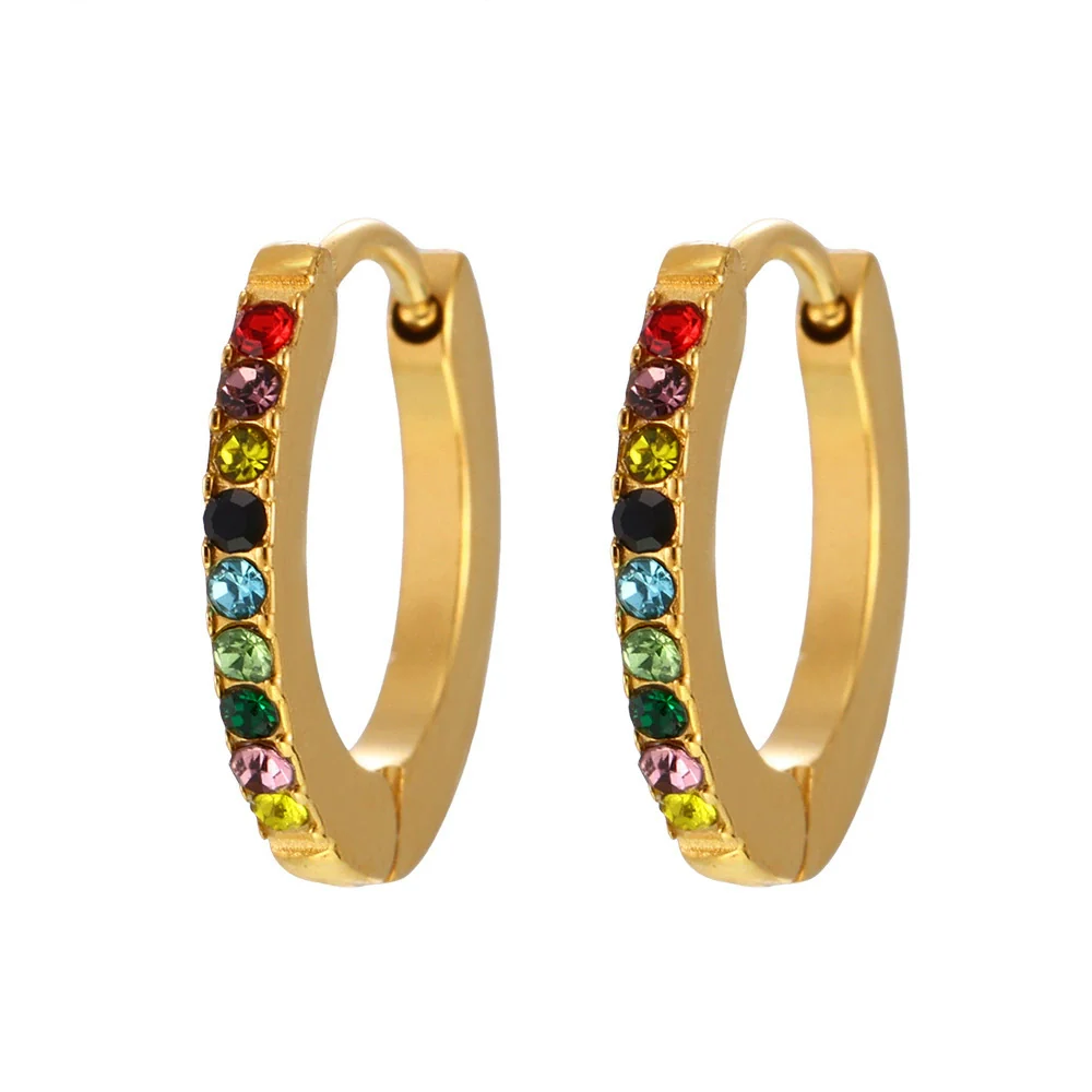 Wholesale Women's Geometric Ferris Wheel Colorful Stainless Steel Electroplated Earrings Jewelry - Image 5