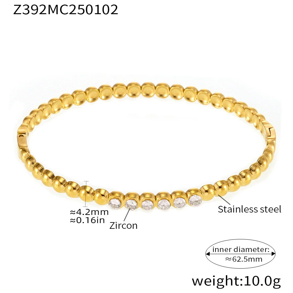 Wholesale Women's Geometric Ferris Wheel Inlaid Zircon Stainless Steel Shell Beads Pvd Vacuum Goldplated Electroplated Bracelet - Image 6