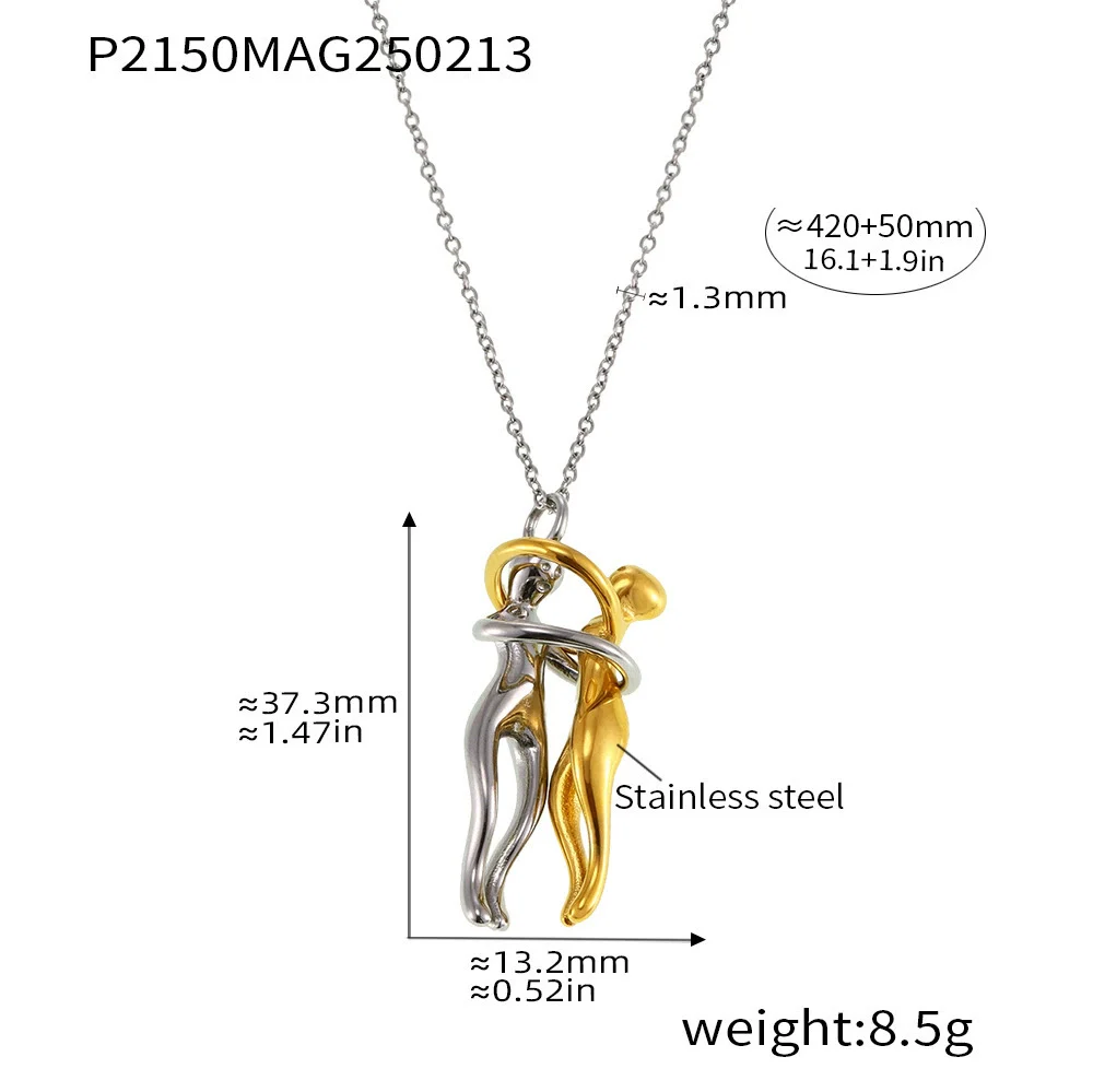 Wholesale Women's Geometric Ferris Wheel Love Hug Detachable Necklace With O Word Chain Titanium Steel Electroplated - Image 6