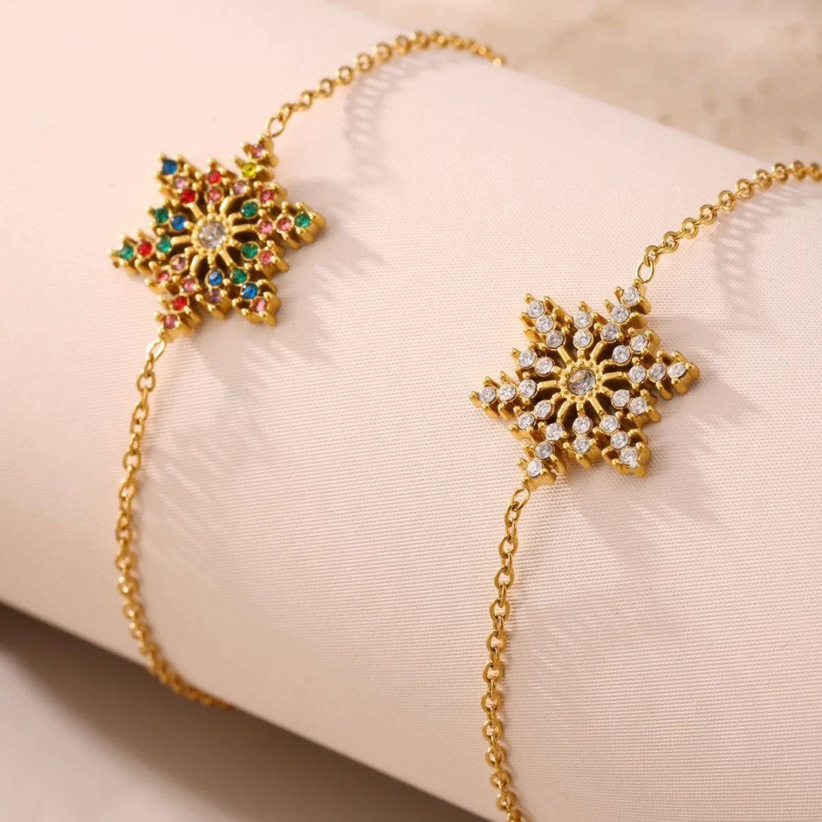 Wholesale Women's Geometric Ferris Wheel Snowflake Bracelet Titanium Steel 18K Gold Pvd Plated Jewelry - Image 2