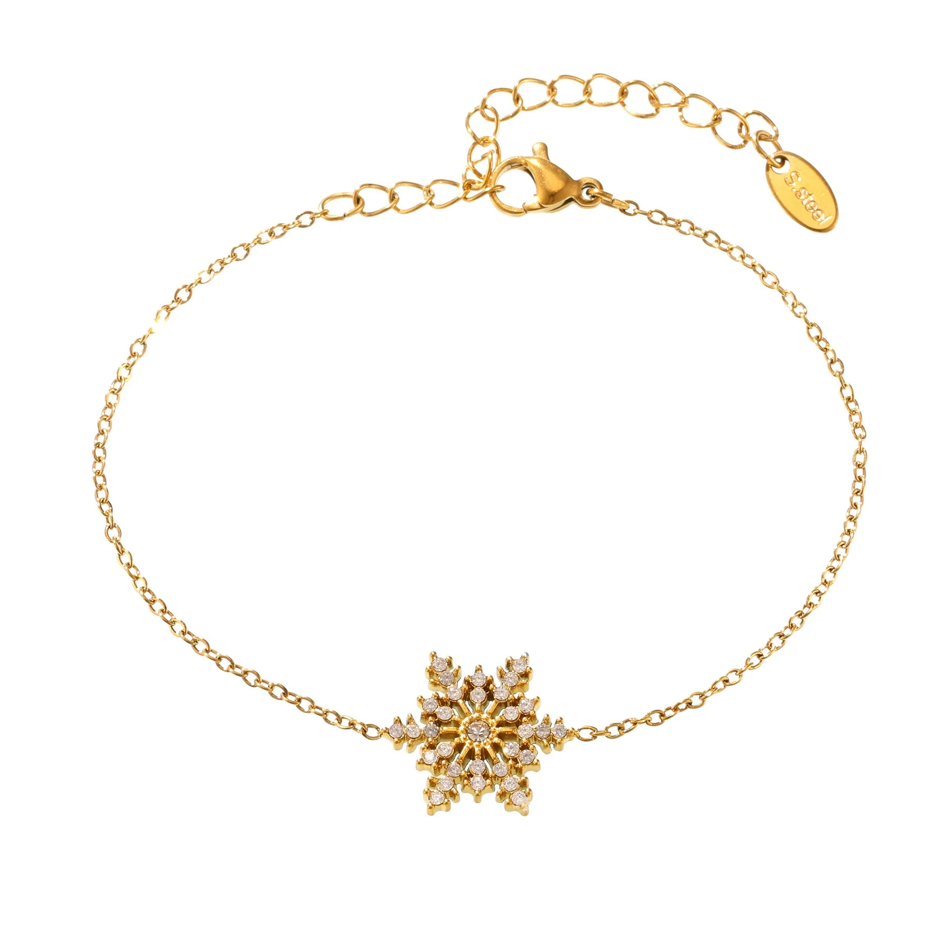 Wholesale Women's Geometric Ferris Wheel Snowflake Bracelet Titanium Steel 18K Gold Pvd Plated Jewelry - Image 4