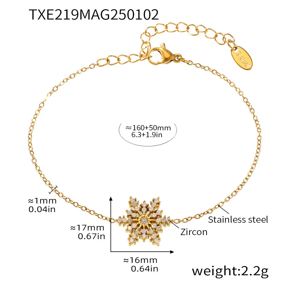 Wholesale Women's Geometric Ferris Wheel Snowflake Bracelet Titanium Steel 18K Gold Pvd Plated Jewelry - Image 5