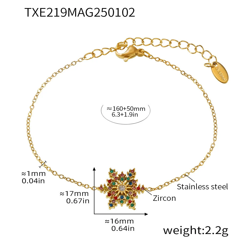 Wholesale Women's Geometric Ferris Wheel Snowflake Bracelet Titanium Steel 18K Gold Pvd Plated Jewelry - Image 6