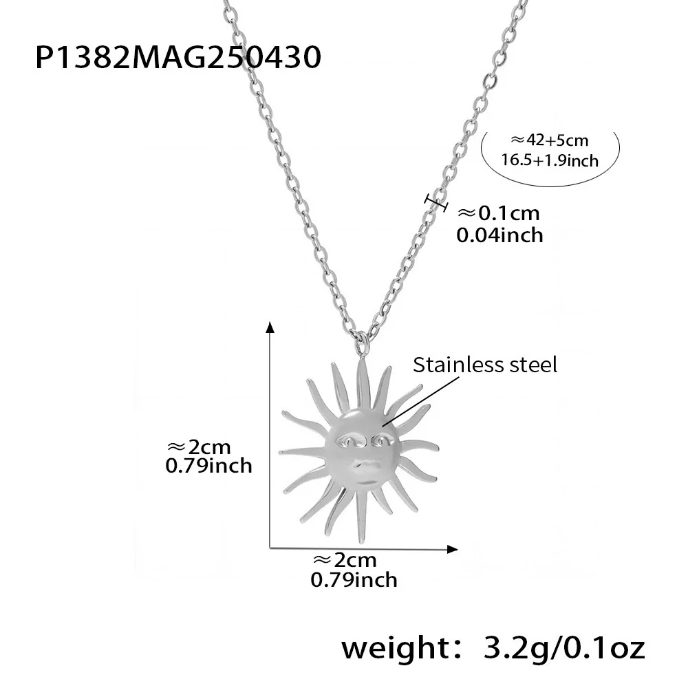 Wholesale Women's Geometric Ferris Wheel Sun Pendant Necklace In Titanium Steel And Stainless Steel With 18K Gold Electroplating - Image 7