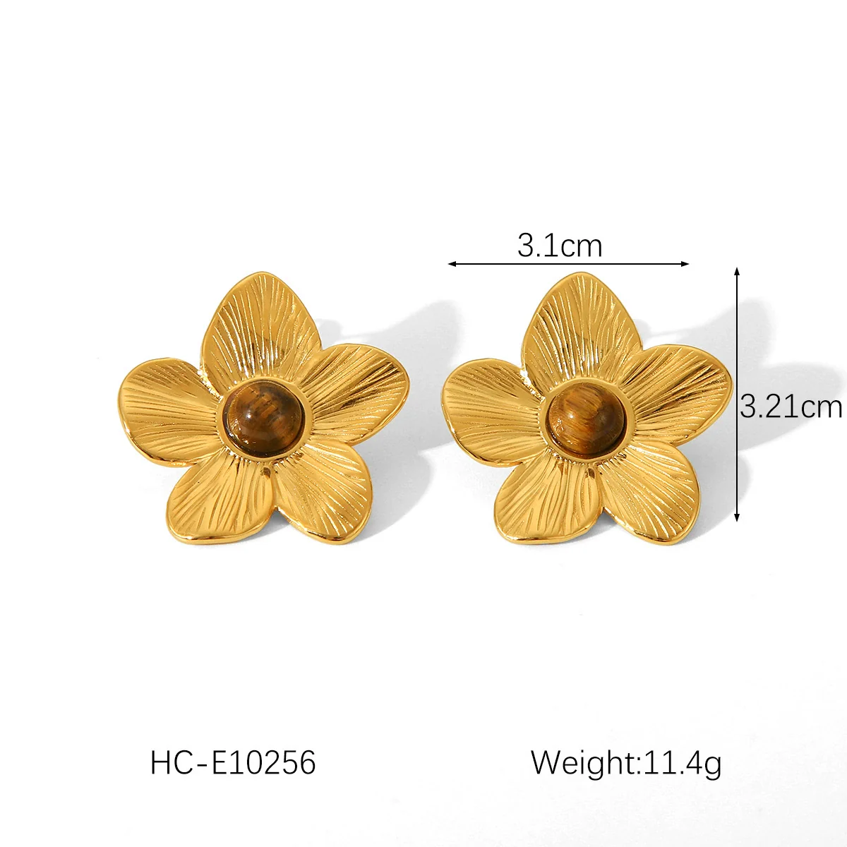 Wholesale Women's Geometric Five Petal Flower Stainless Steel Electroplated Earrings - Image 6