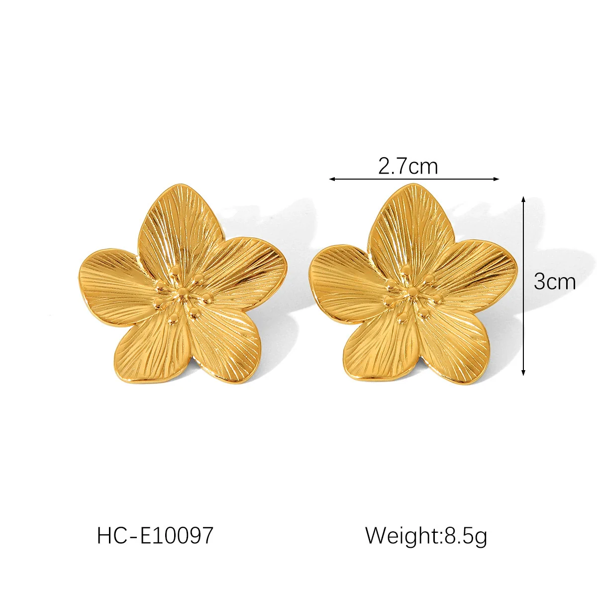 Wholesale Women's Geometric Five Petal Flower Stainless Steel Electroplated Earrings - Image 7