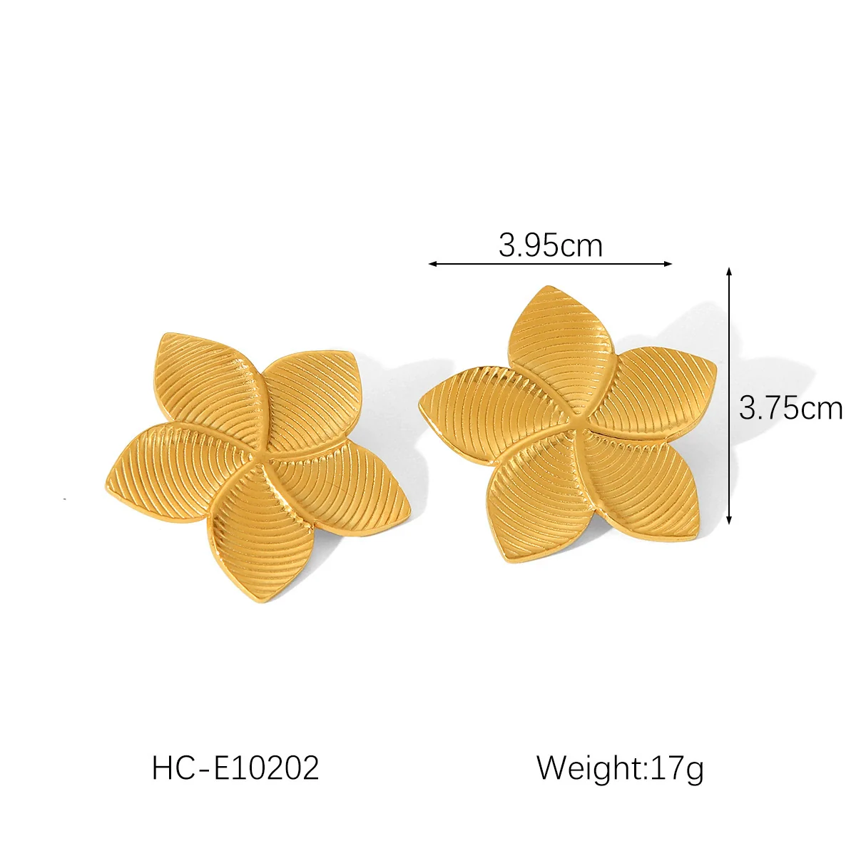 Wholesale Women's Geometric Five Petal Flower Stainless Steel Electroplated Earrings - Image 8
