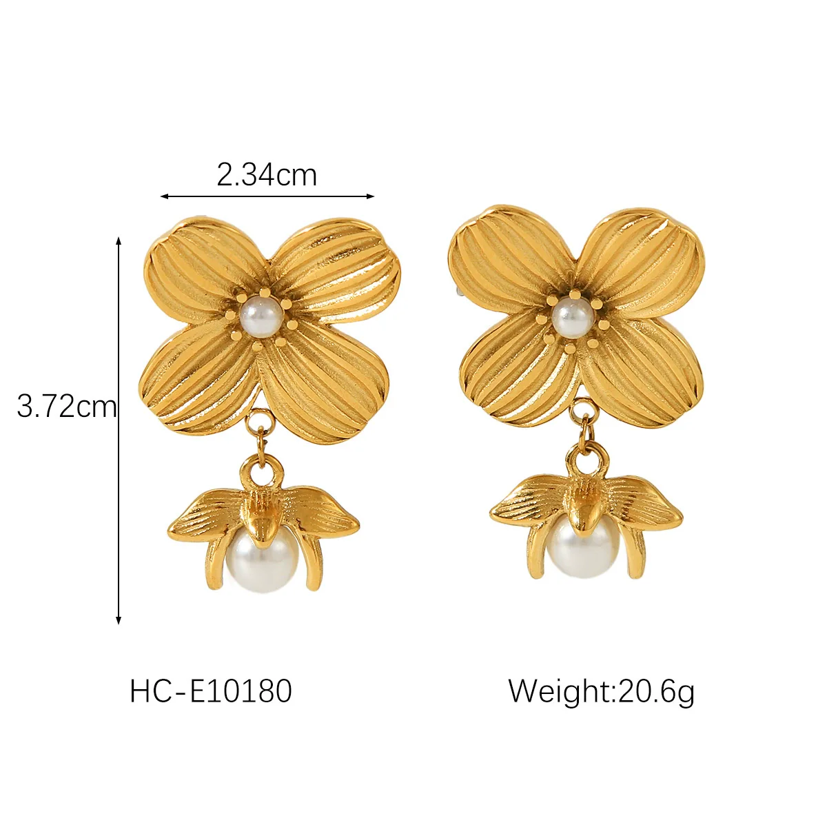 Wholesale Women's Geometric Five Petal Flower Stainless Steel Electroplated Earrings - Image 9