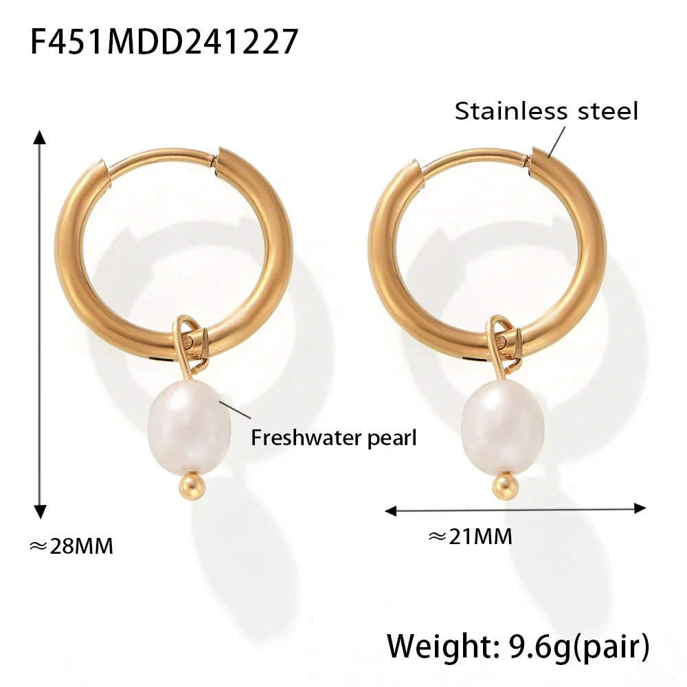 Wholesale Women's Geometric Freshwater Pearl Necklace Handmade With Titanium Steel And Zircon Electroplating - Image 8