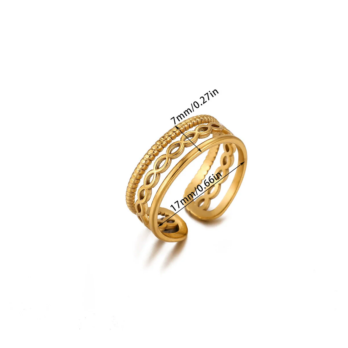 Wholesale Women's Geometric Fruit Stainless Steel Ring Inlaid With 18K Gold Light Luxury Style Accessories - Image 11