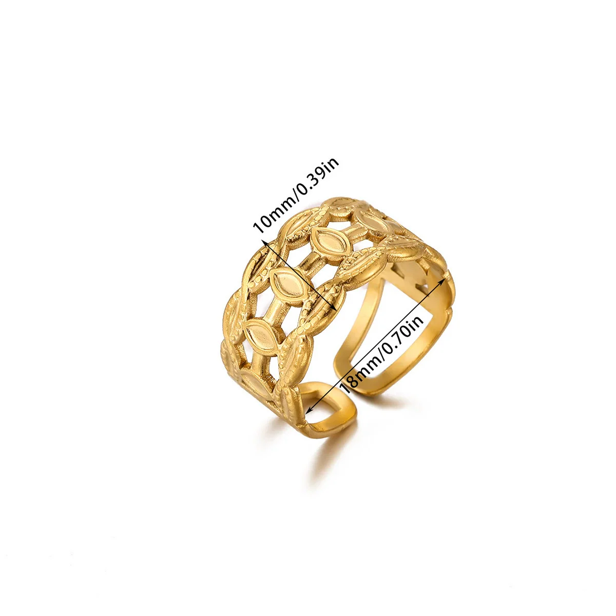 Wholesale Women's Geometric Fruit Stainless Steel Ring Inlaid With 18K Gold Light Luxury Style Accessories - Image 7