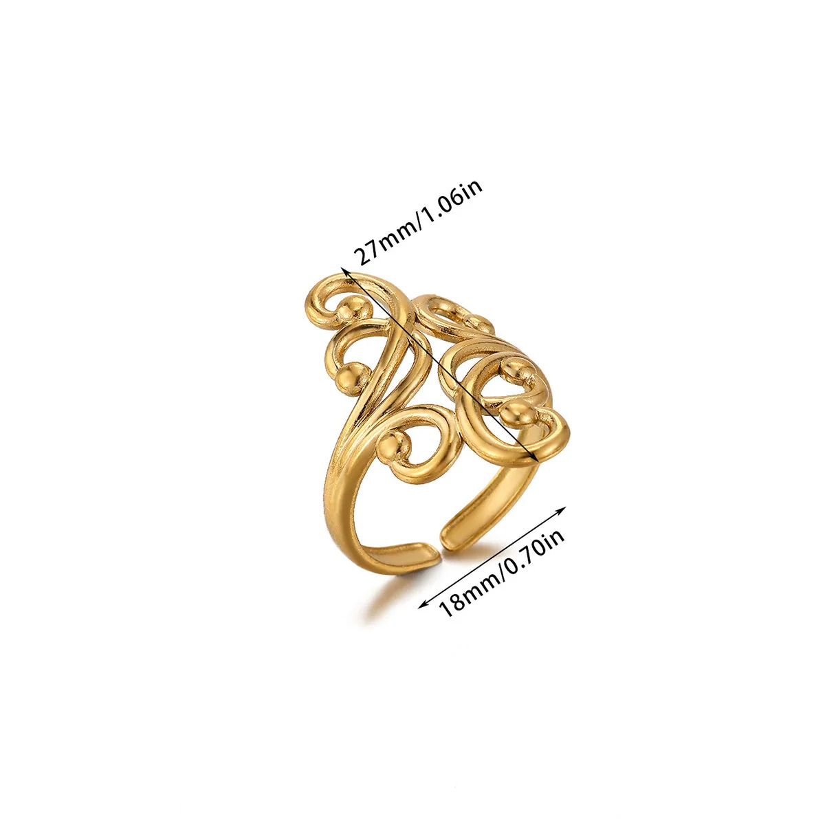 Wholesale Women's Geometric Fruit Stainless Steel Ring Inlaid With 18K Gold Light Luxury Style Accessories - Image 9