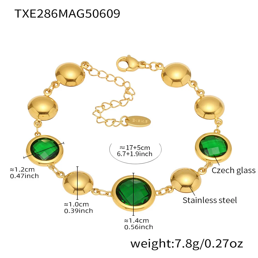Wholesale Women's Geometric Glass Stone Stainless Steel Goldplated Stitching Bracelet Hand Jewelry - Image 7