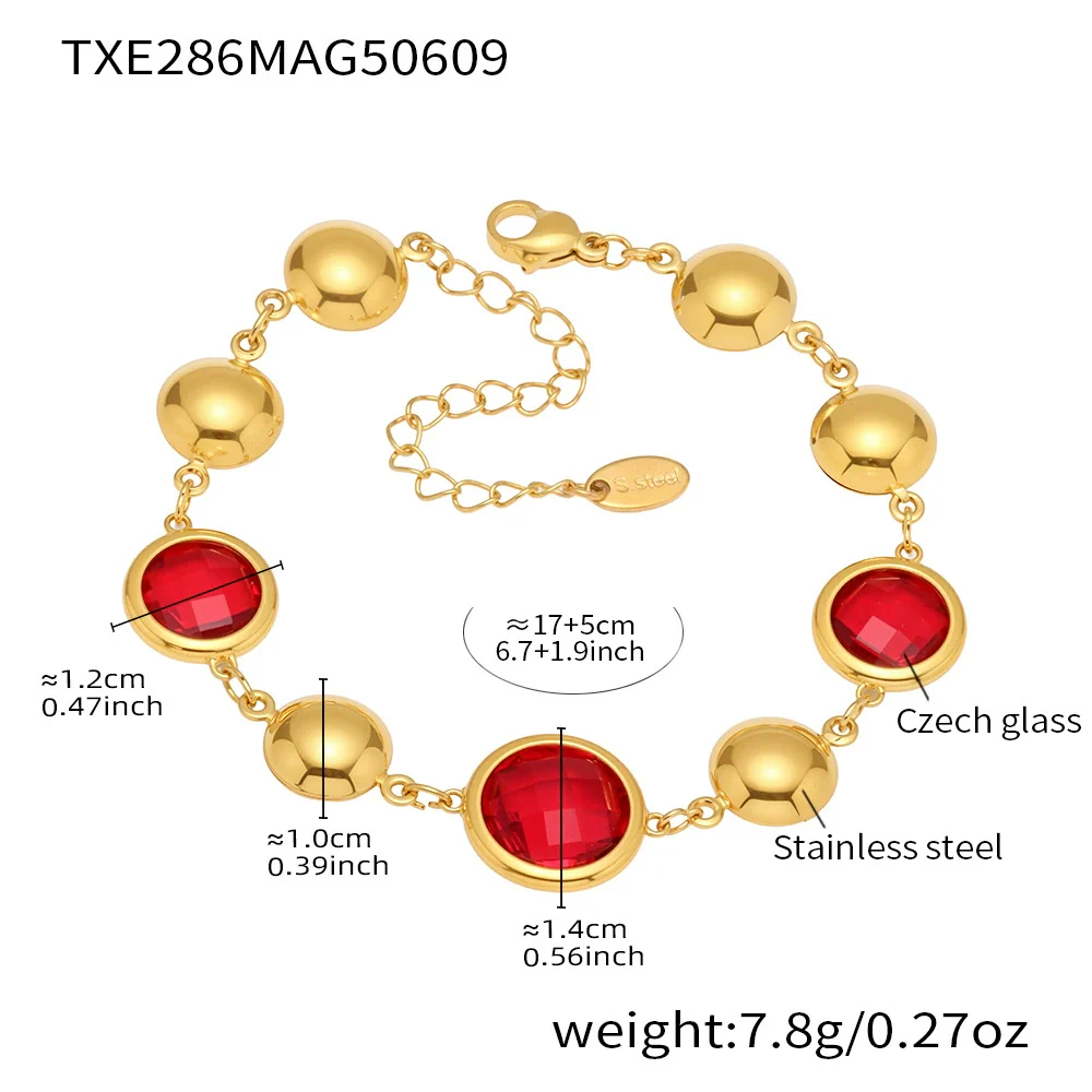 Wholesale Women's Geometric Glass Stone Stainless Steel Goldplated Stitching Bracelet Hand Jewelry - Image 8
