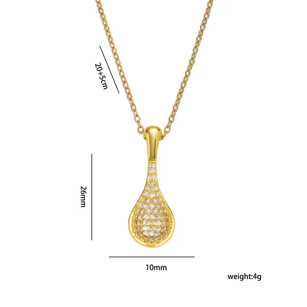 Wholesale Women's Geometric Gold Plated Copper Fanshaped Pendant Necklace With O Word Chain Light Luxury Style - Image 4