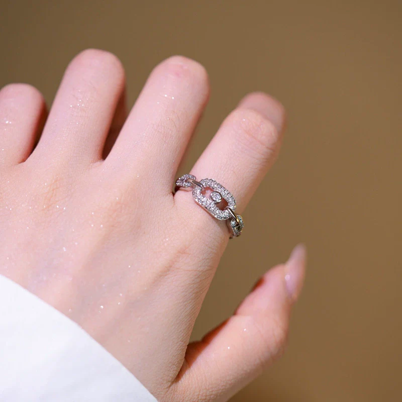 Wholesale Women's Geometric Gold Plated Copper Ring With 18K Rose Gold Plating And Full Diamond Light Luxury Design - Image 3