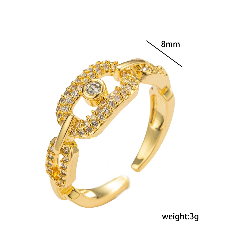 Wholesale Women's Geometric Gold Plated Copper Ring With 18K Rose Gold Plating And Full Diamond Light Luxury Design - Image 5