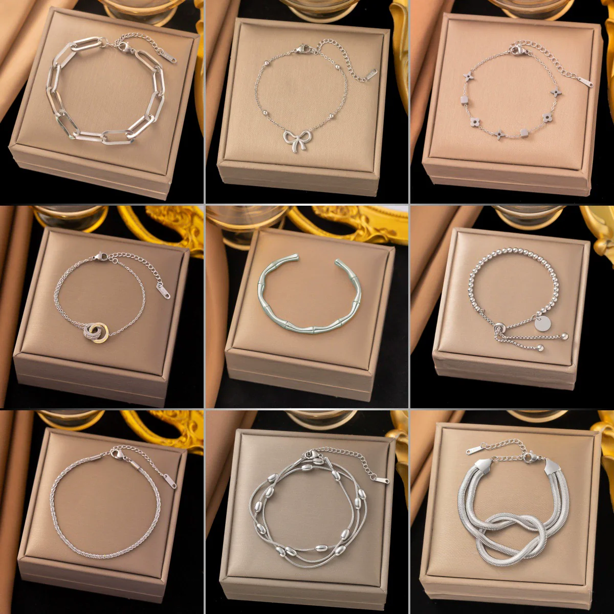 Wholesale Women's Geometric Heart Shape Electroplated Titanium Steel Bracelet Highend Accessory - Image 3