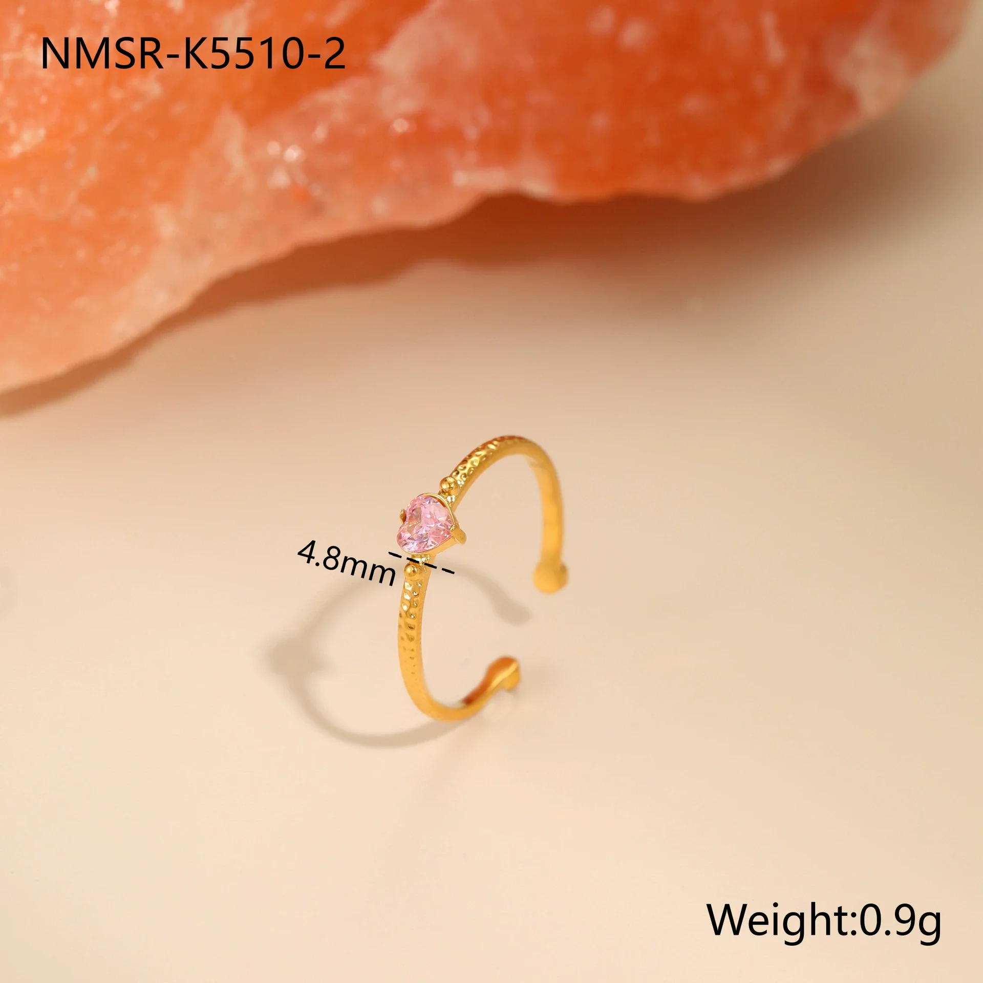 Wholesale Women's Geometric Heart Stainless Steel Electroplated Ring - Image 7