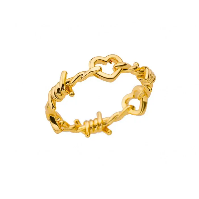Wholesale Women's Geometric Heartshaped And Fruitshaped Inlaid With Gold Copper Ring Accessories - Image 9