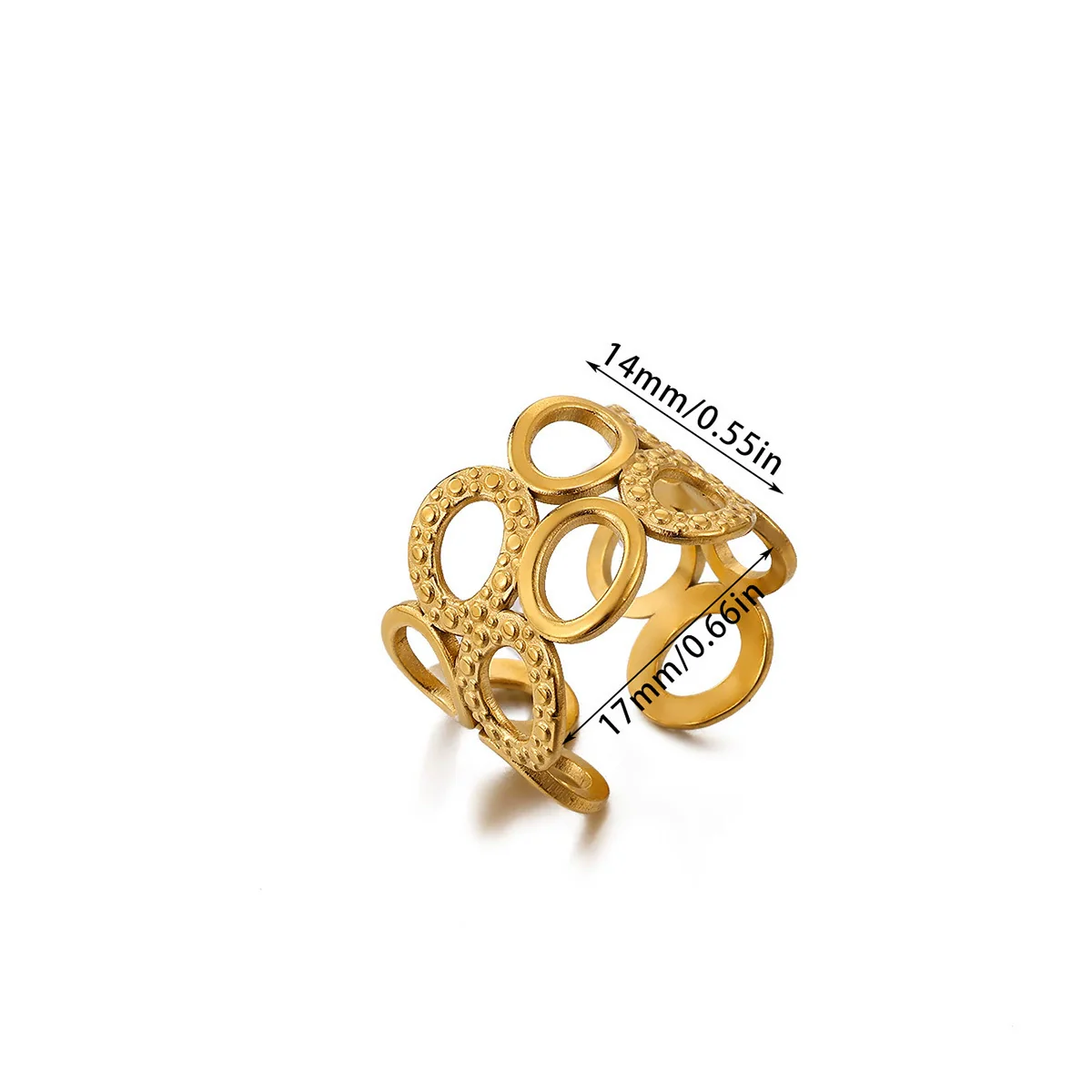 Wholesale Women's Geometric Hollow Flower Goldplated Inlaid With Gold Stainless Steel Zircon Ring With Fruit Shape And Pattern Light Luxury Style - Image 11