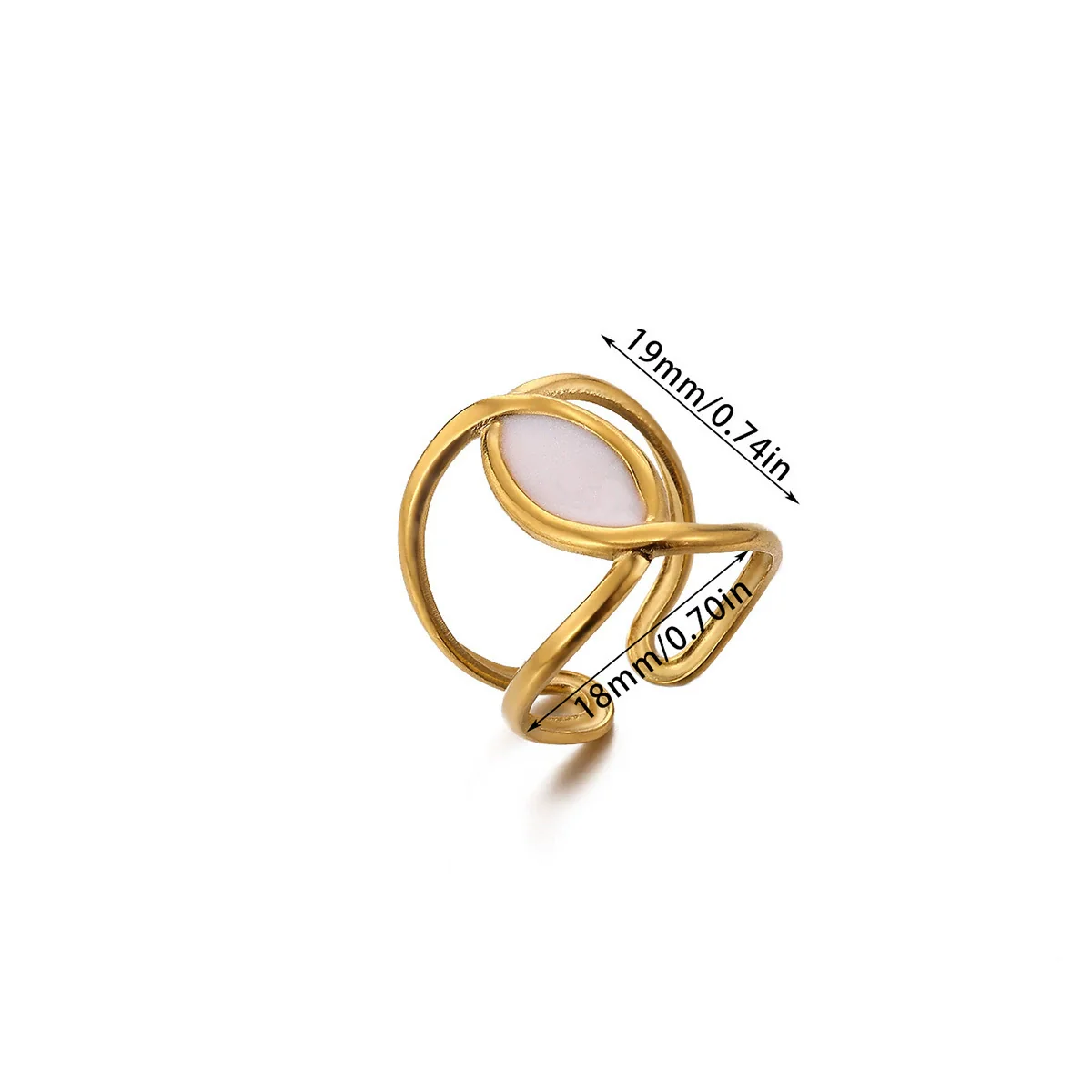 Wholesale Women's Geometric Hollow Flower Goldplated Inlaid With Gold Stainless Steel Zircon Ring With Fruit Shape And Pattern Light Luxury Style - Image 14