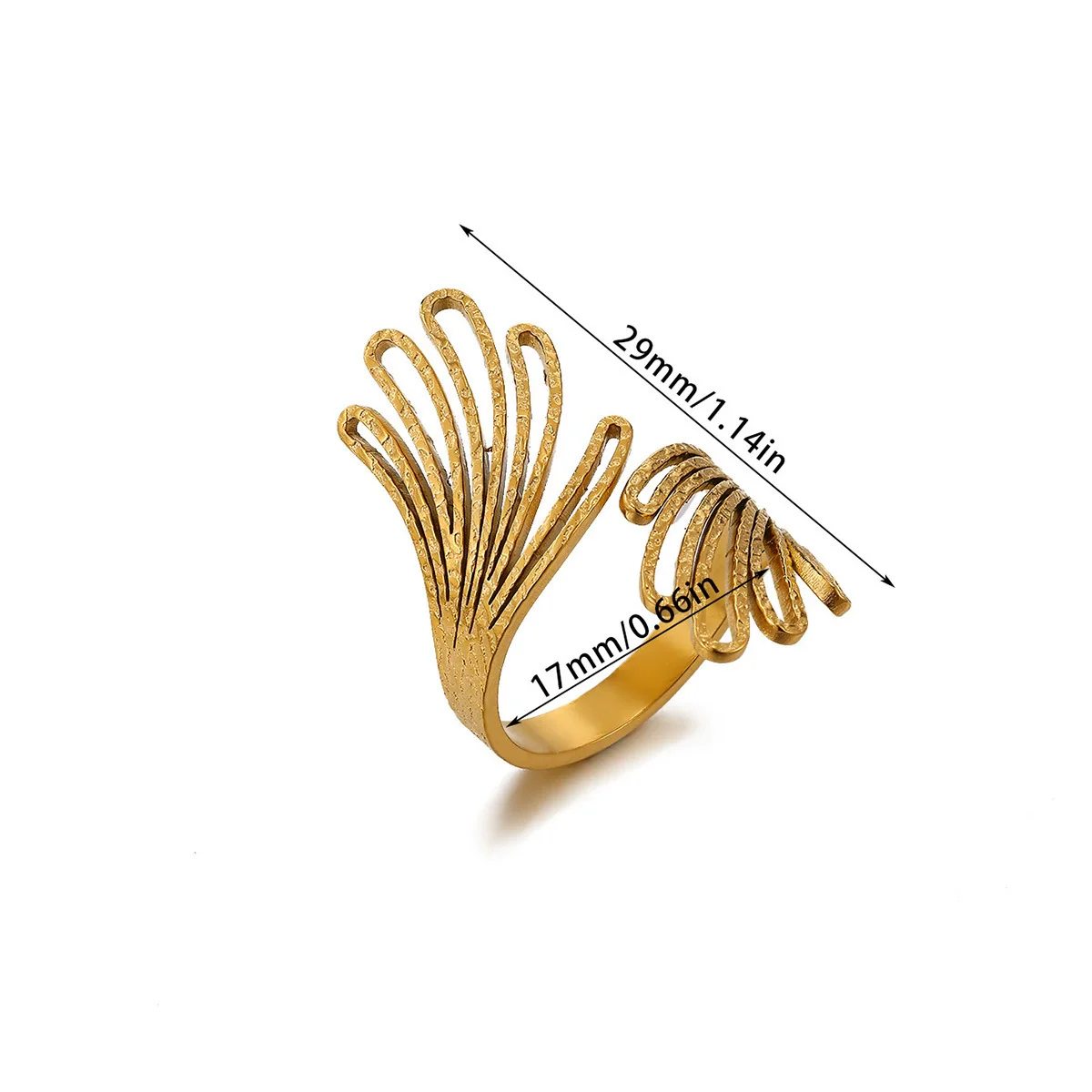 Wholesale Women's Geometric Hollow Flower Goldplated Inlaid With Gold Stainless Steel Zircon Ring With Fruit Shape And Pattern Light Luxury Style - Image 7