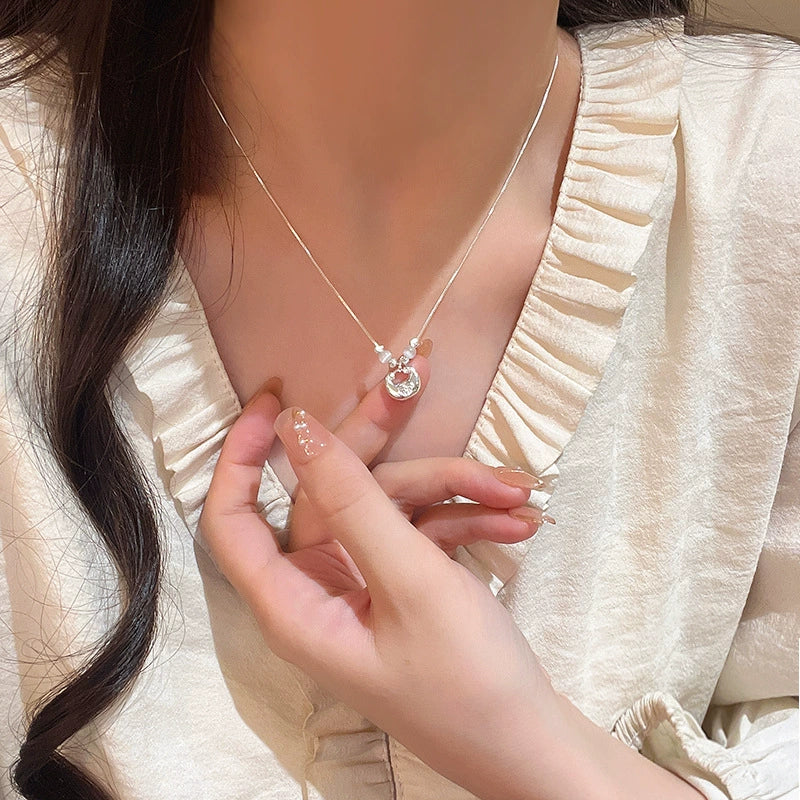 Wholesale Women's Geometric Ingot Opal Pendant Clavicle Chain Necklace Copper Alloy Electroplated - Image 3