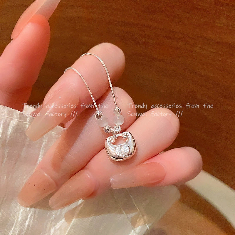 Wholesale Women's Geometric Ingot Opal Pendant Clavicle Chain Necklace Copper Alloy Electroplated - Image 6