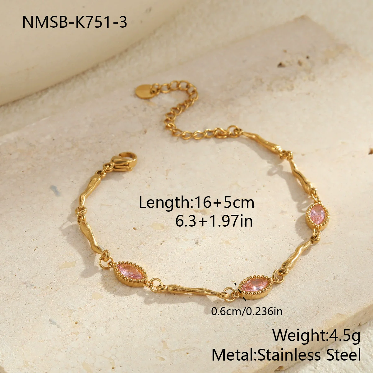Wholesale Women's Geometric Inlaid Color Zircon 18K Stainless Steel Electroplated Bracelet Light Luxury Highend Jewelry - Image 8