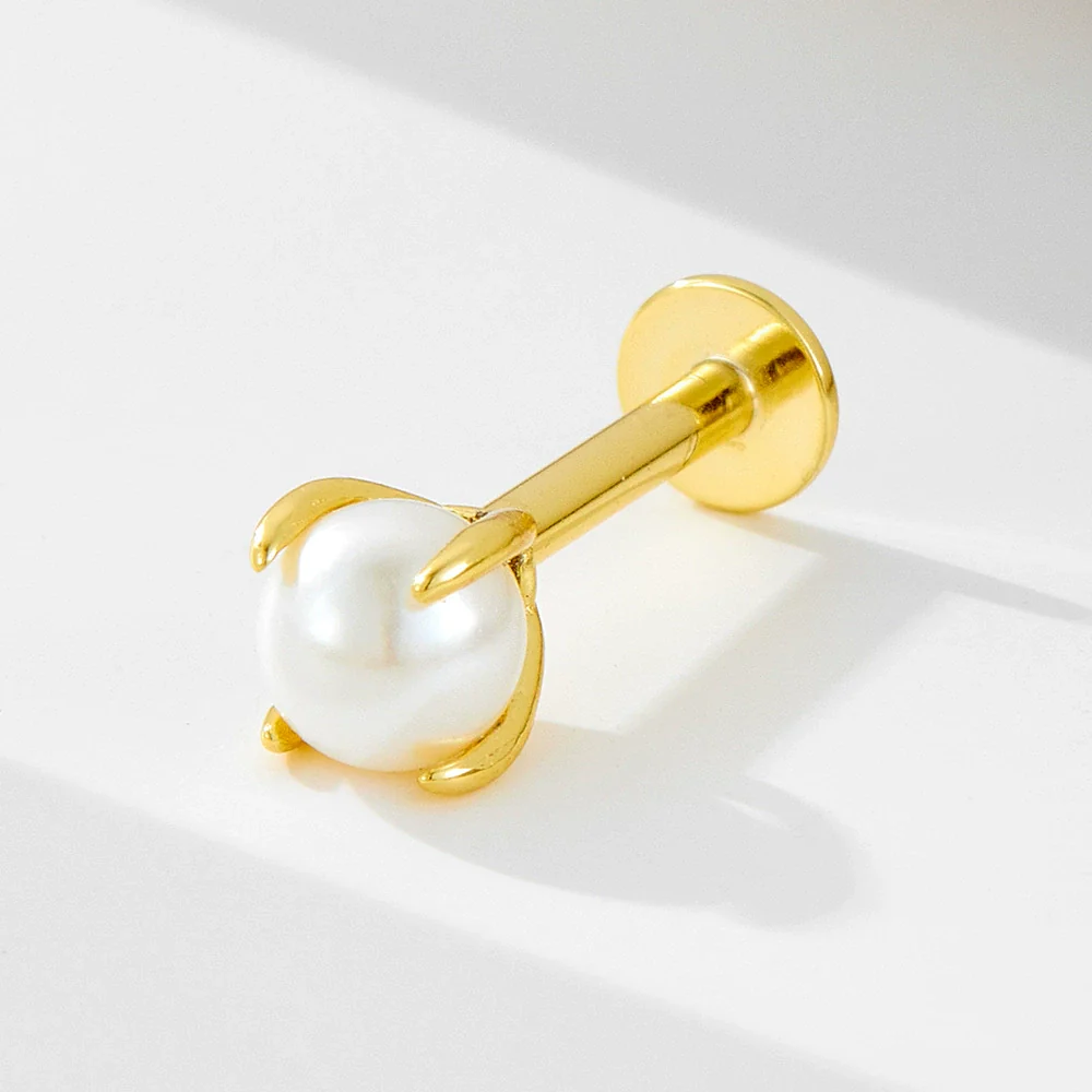 Wholesale Women's Geometric Inlaid Pearl 925 Sterling Silver Earrings