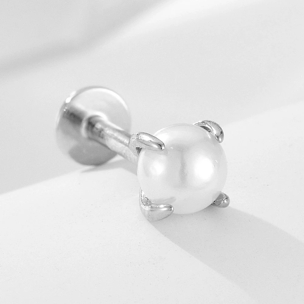 Wholesale Women's Geometric Inlaid Pearl 925 Sterling Silver Earrings - Image 2